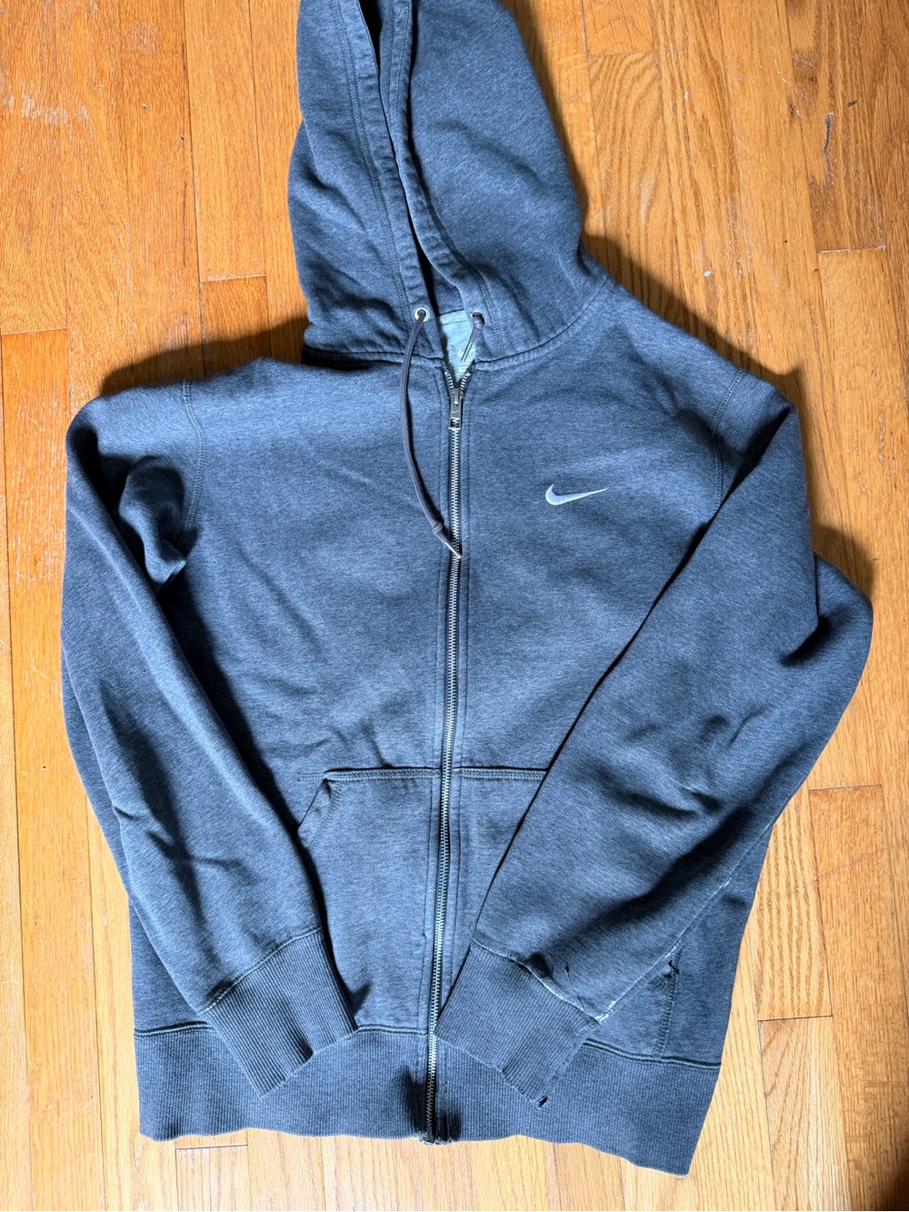 Nike Vintage Full Zip Sweatshirt Hoodie Grey Single Swoosh Men’s Large